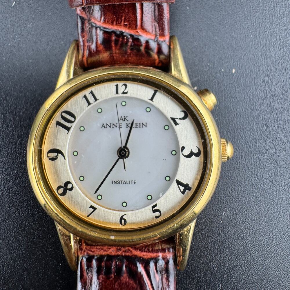 AK Anne Klein Instalite Gold-Tone Watch Croc-Embossed Band